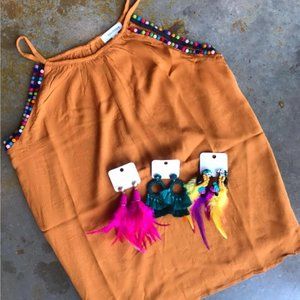 Burnt Orange Pom Pom Tank XL